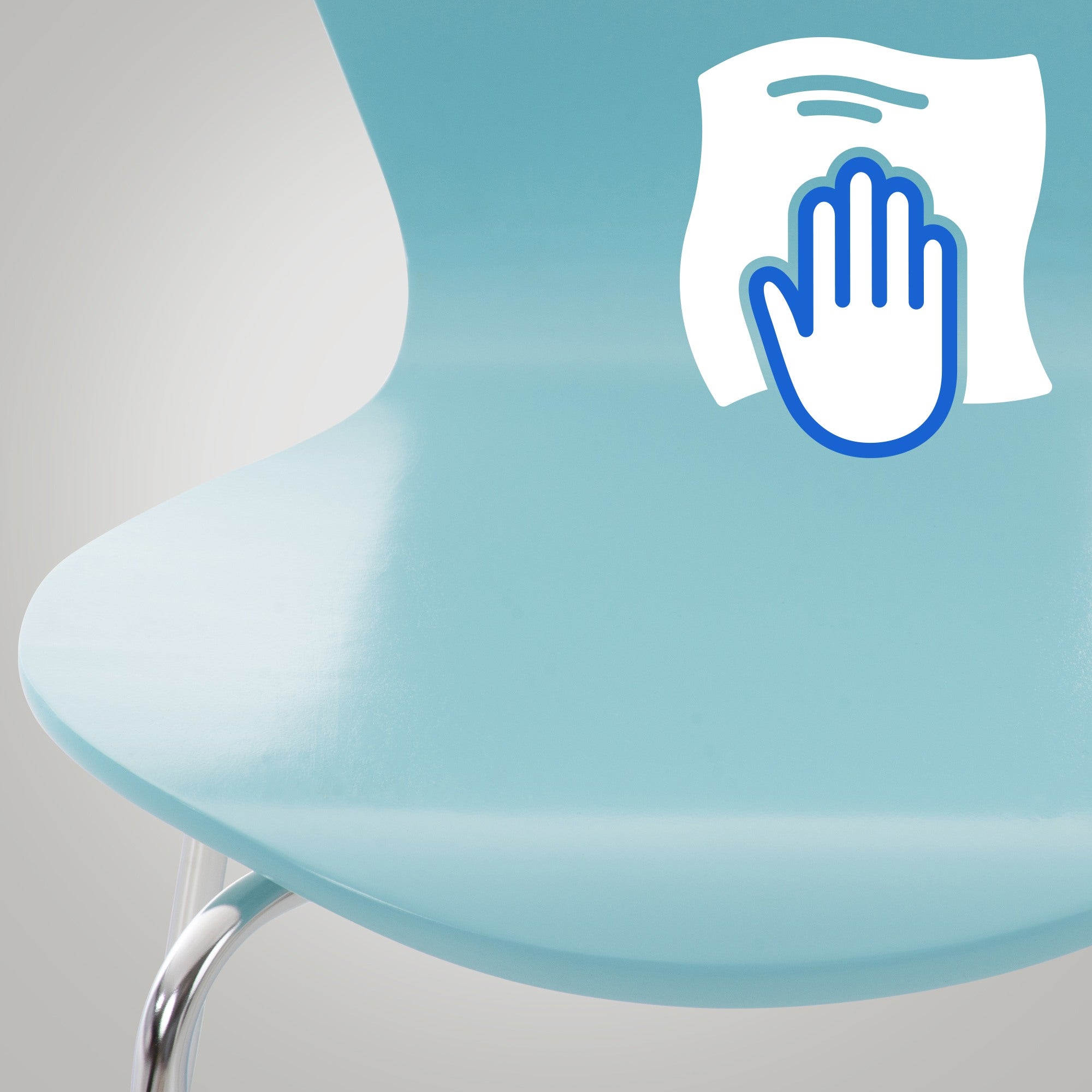 Set di 2 sedie visitatore Calisto in helloblu, perfette per sale d'aspetto, fiere ed eventi. Design elegante e funzionale.