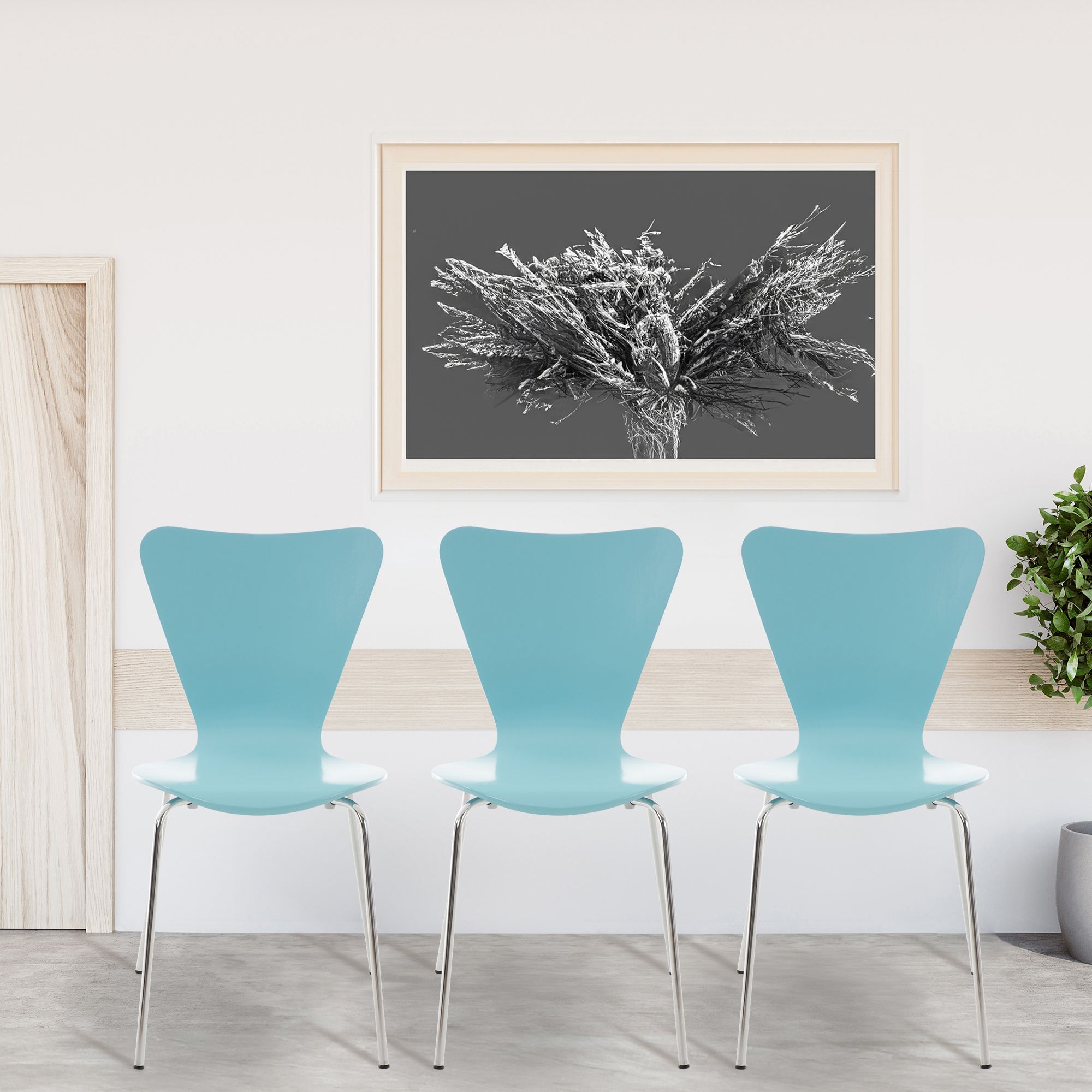 Set di 2 sedie visitatore Calisto in helloblu, perfette per sale d'aspetto, fiere ed eventi. Design elegante e funzionale.