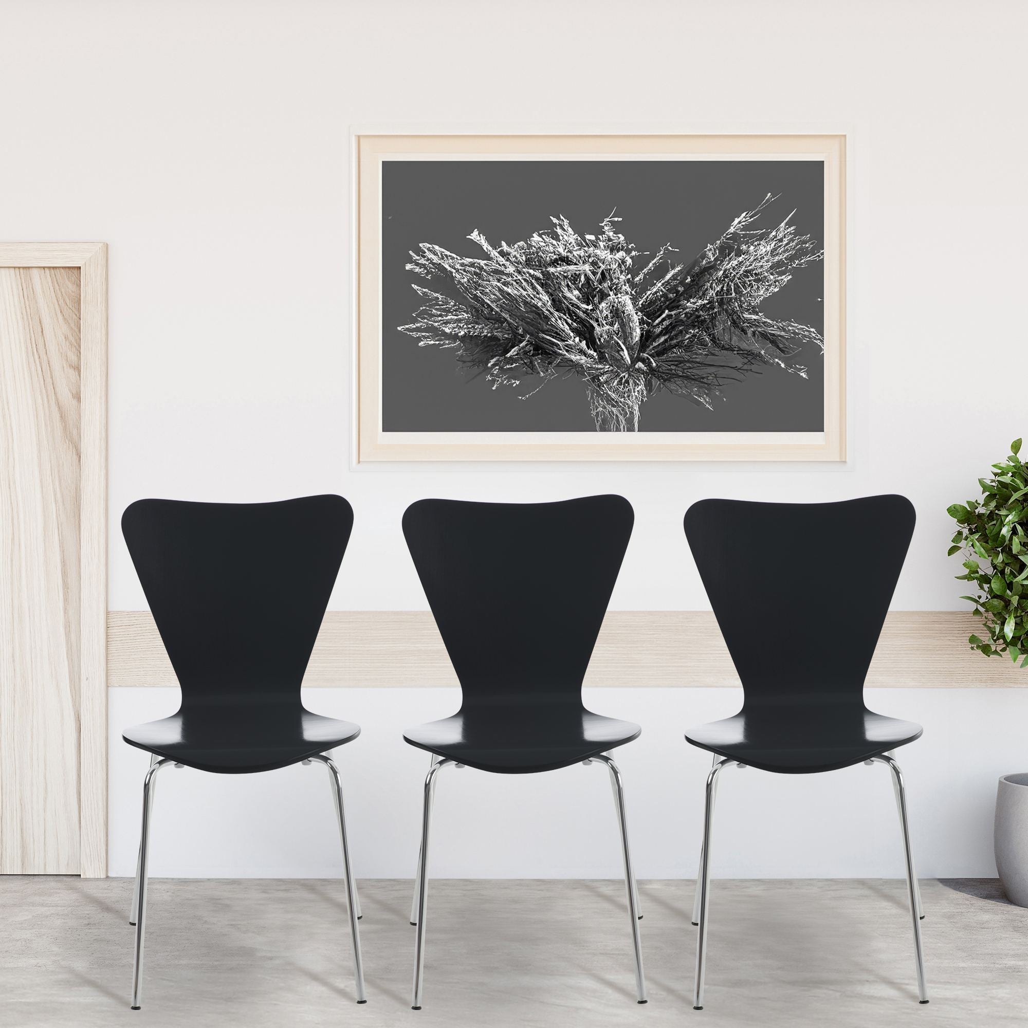 Set di 2 sedie visitatore Calisto nere, perfette per sale d'aspetto, fiere ed eventi con design elegante e senza tempo.