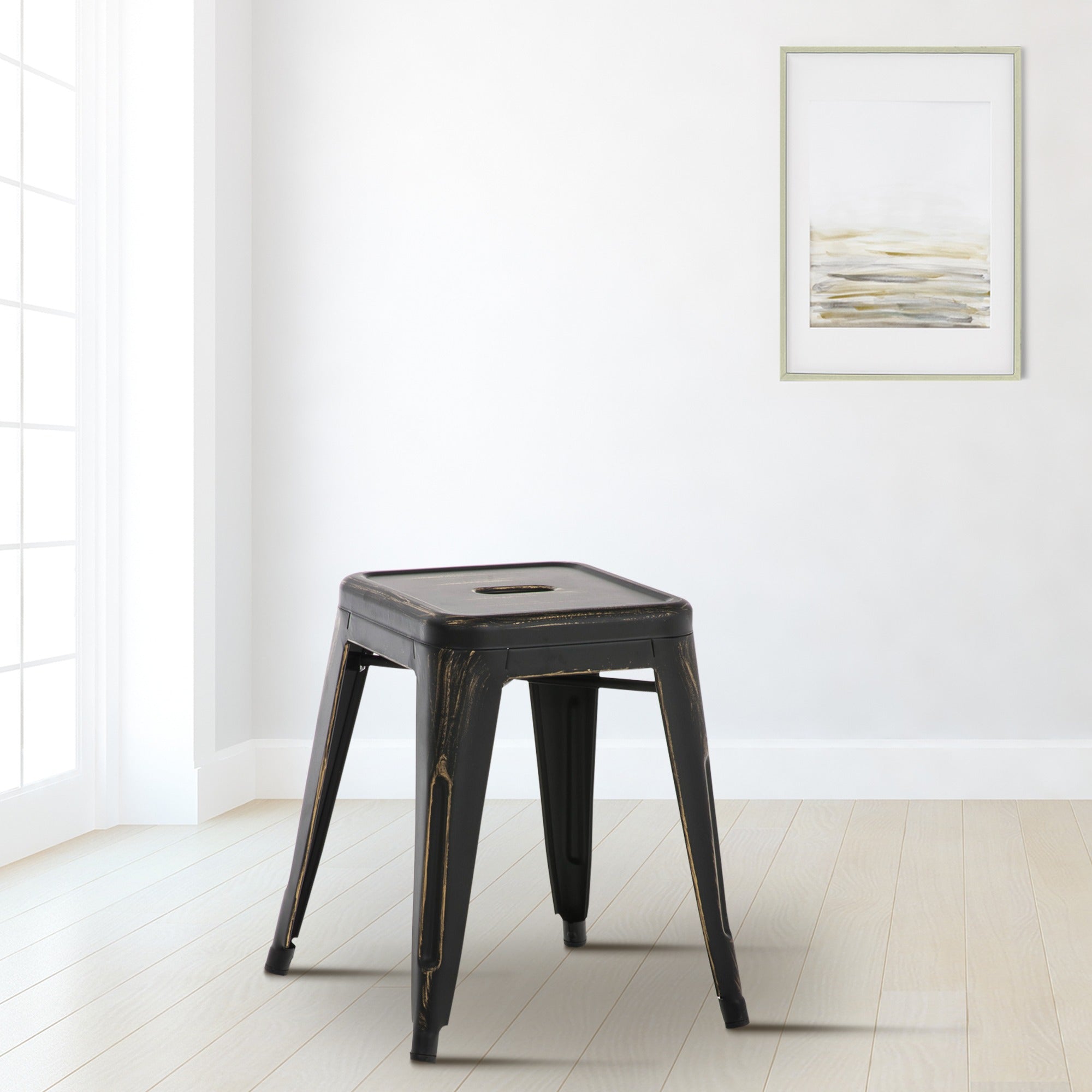 Hocker Armin antik - schwarz-gold - InfinityMarket