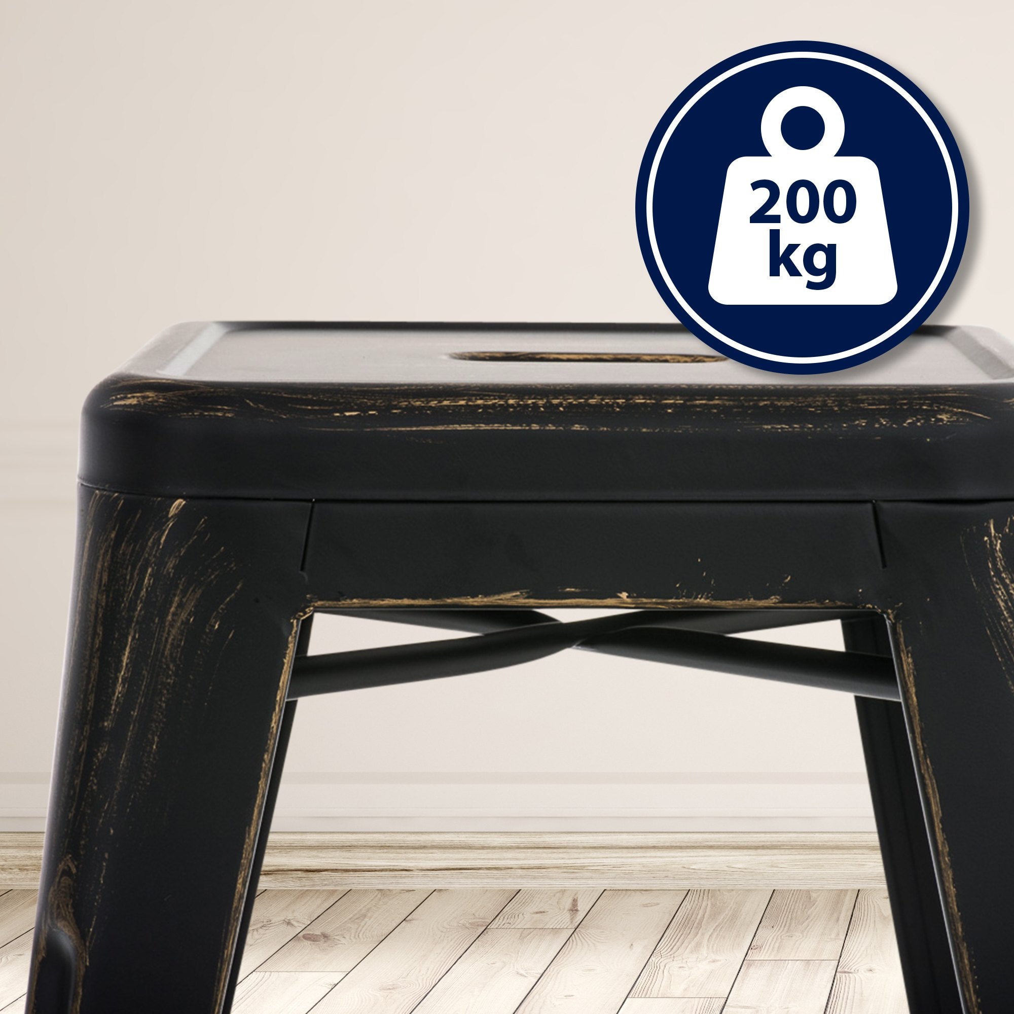 Hocker Armin antik - schwarz-gold - InfinityMarket