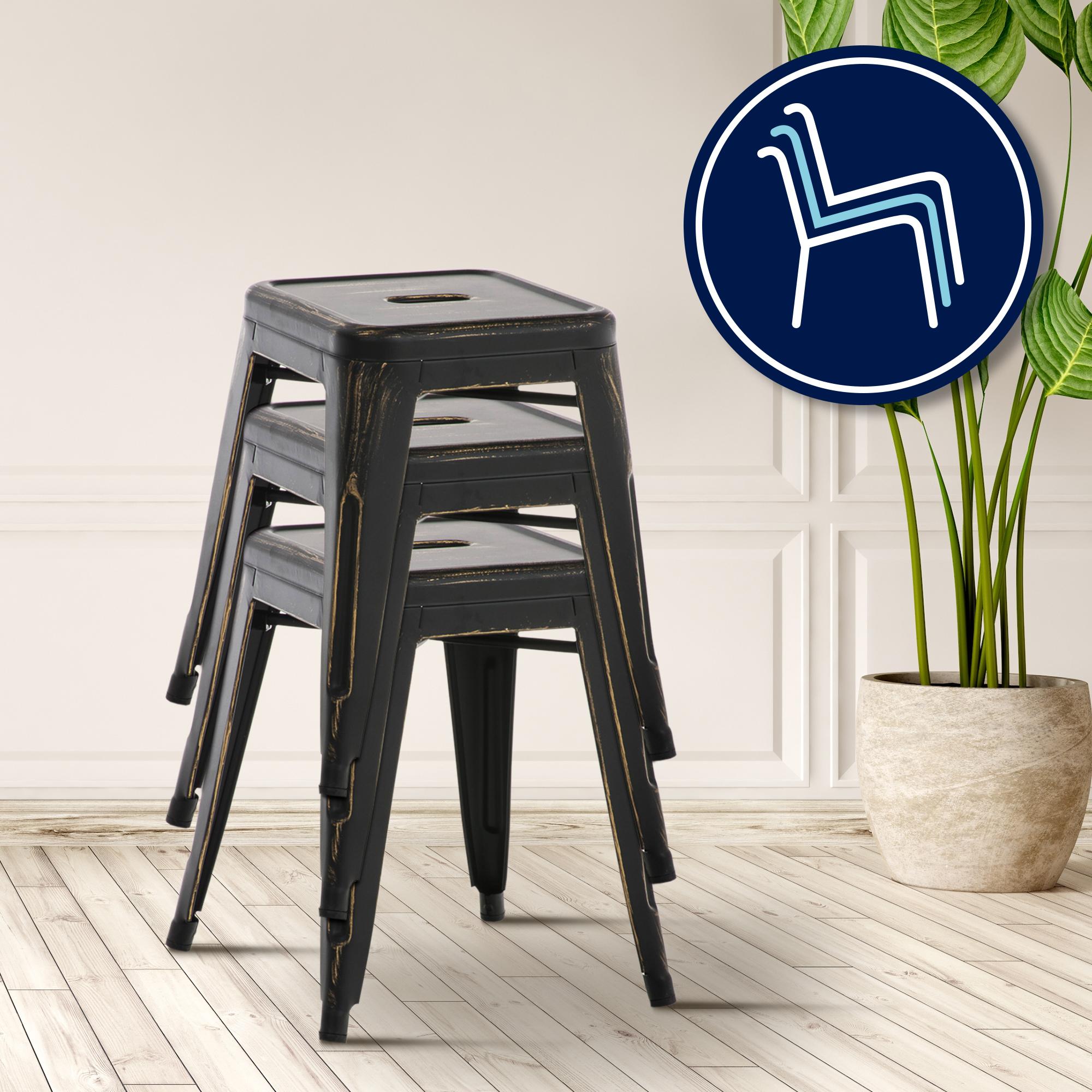Hocker Armin antik - schwarz-gold - InfinityMarket