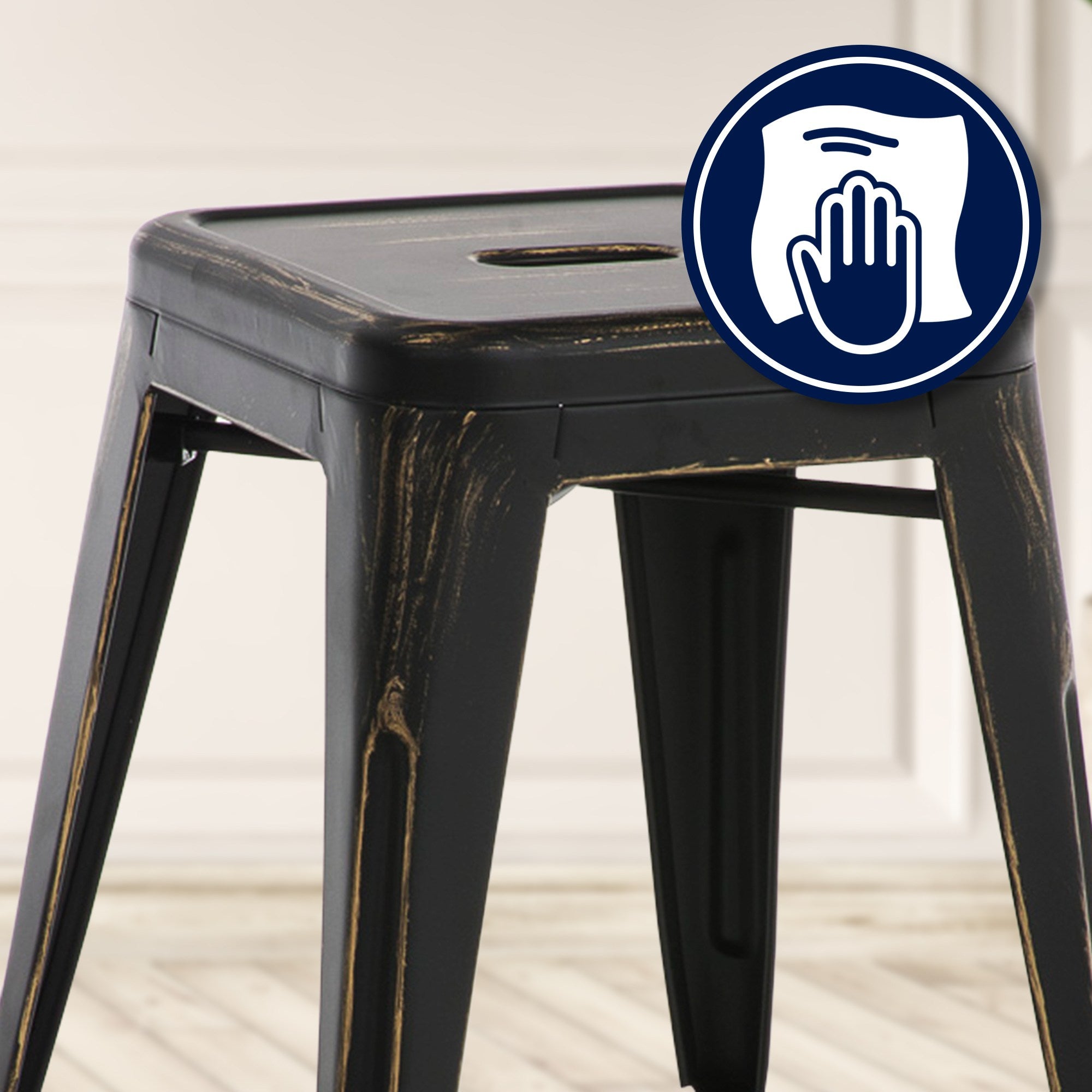 Hocker Armin antik - schwarz-gold - InfinityMarket
