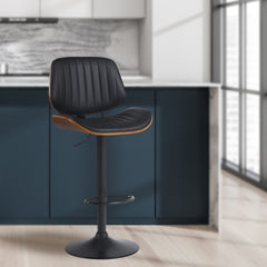 Barhocker Clawson Kunstleder schwarz - walnuss/schwarz
