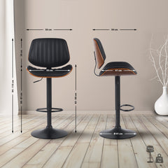 Barhocker Clawson Kunstleder schwarz - walnuss/schwarz