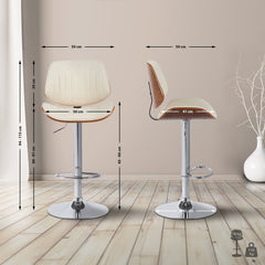 Barhocker Clawson Kunstleder chrom - walnuss/creme
