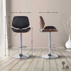 Barhocker Clawson Kunstleder chrom - walnuss/schwarz