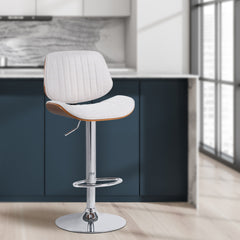 Barhocker Clawson Stoff chrom - walnuss/creme