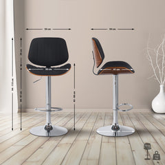 Barhocker Clawson Stoff chrom - walnuss/schwarz