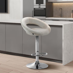 Barhocker Olinda Samt chrom - creme