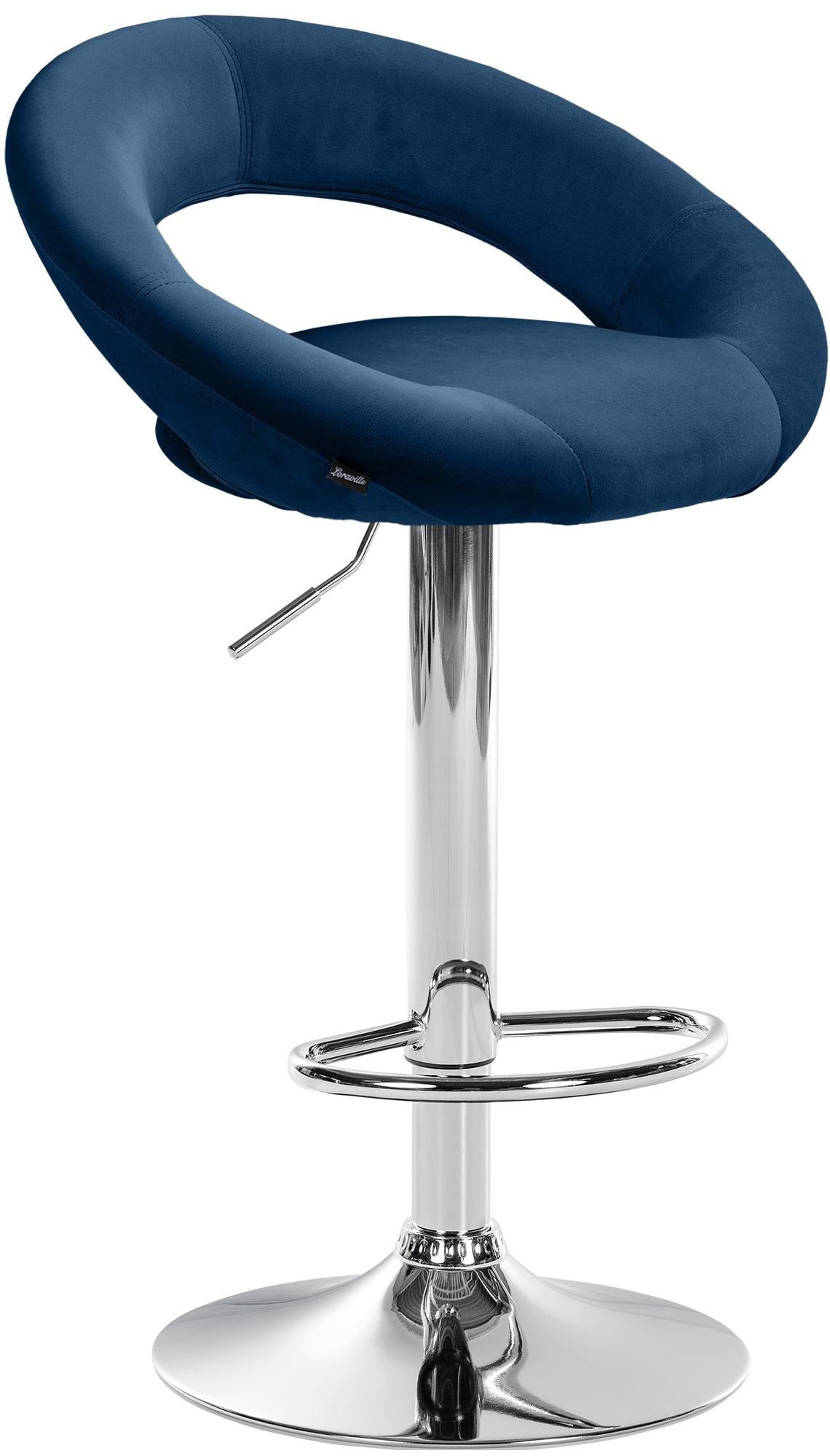 Barhocker Olinda Samt chrom - blau