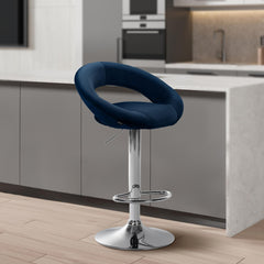 Barhocker Olinda Samt chrom - blau