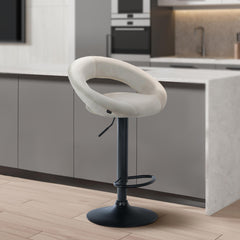 Barhocker Olinda Samt schwarz - creme