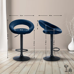 Barhocker Olinda Samt schwarz - blau