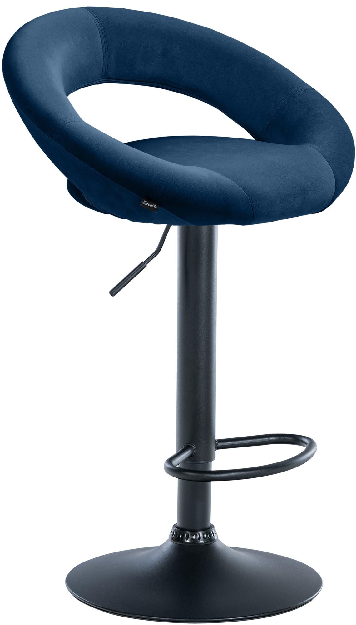 Barhocker Olinda Samt schwarz - blau