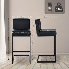 Barhocker Hopewell Kunstleder B - schwarz