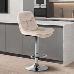 Barhocker Laurel Samt chrom - creme