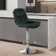 Barhocker Laurel Samt chrom - dunkelgr�n