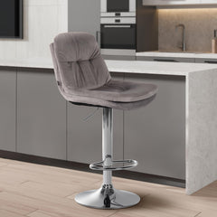 Barhocker Laurel Samt chrom - grau