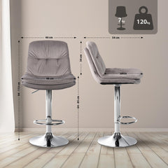 Barhocker Laurel Samt chrom - grau
