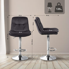 Barhocker Laurel Samt chrom - schwarz