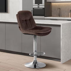 Barhocker Laurel Samt chrom - braun