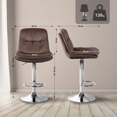 Barhocker Laurel Samt chrom - braun