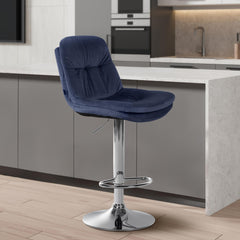 Barhocker Laurel Samt chrom - blau