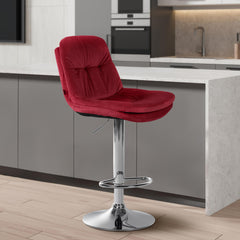 Barhocker Laurel Samt chrom - rot