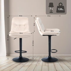 Barhocker Laurel Samt schwarz - creme