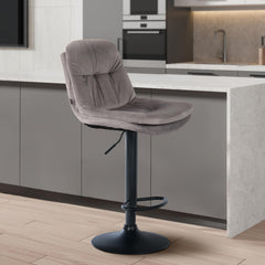 Barhocker Laurel Samt schwarz - grau