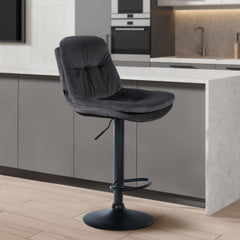 Barhocker Laurel Samt schwarz - dunkelgrau