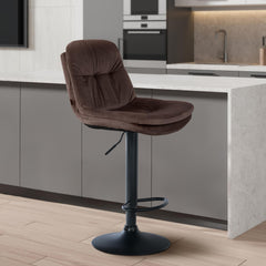 Barhocker Laurel Samt schwarz - braun