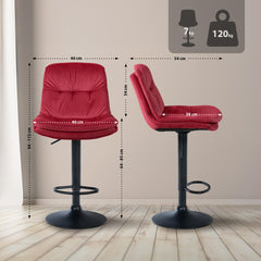 Barhocker Laurel Samt schwarz - rot