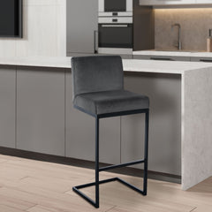Barhocker Hopewell Samt B - dunkelgrau