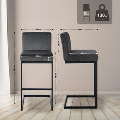 Barhocker Hopewell Samt B - dunkelgrau