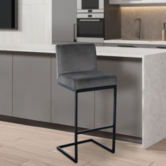 Barhocker Hopewell Samt B - grau