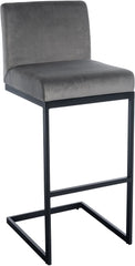 Barhocker Hopewell Samt B - grau