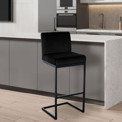 Barhocker Hopewell Samt B - schwarz