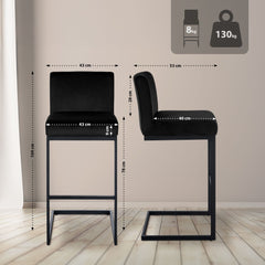 Barhocker Hopewell Samt B - schwarz