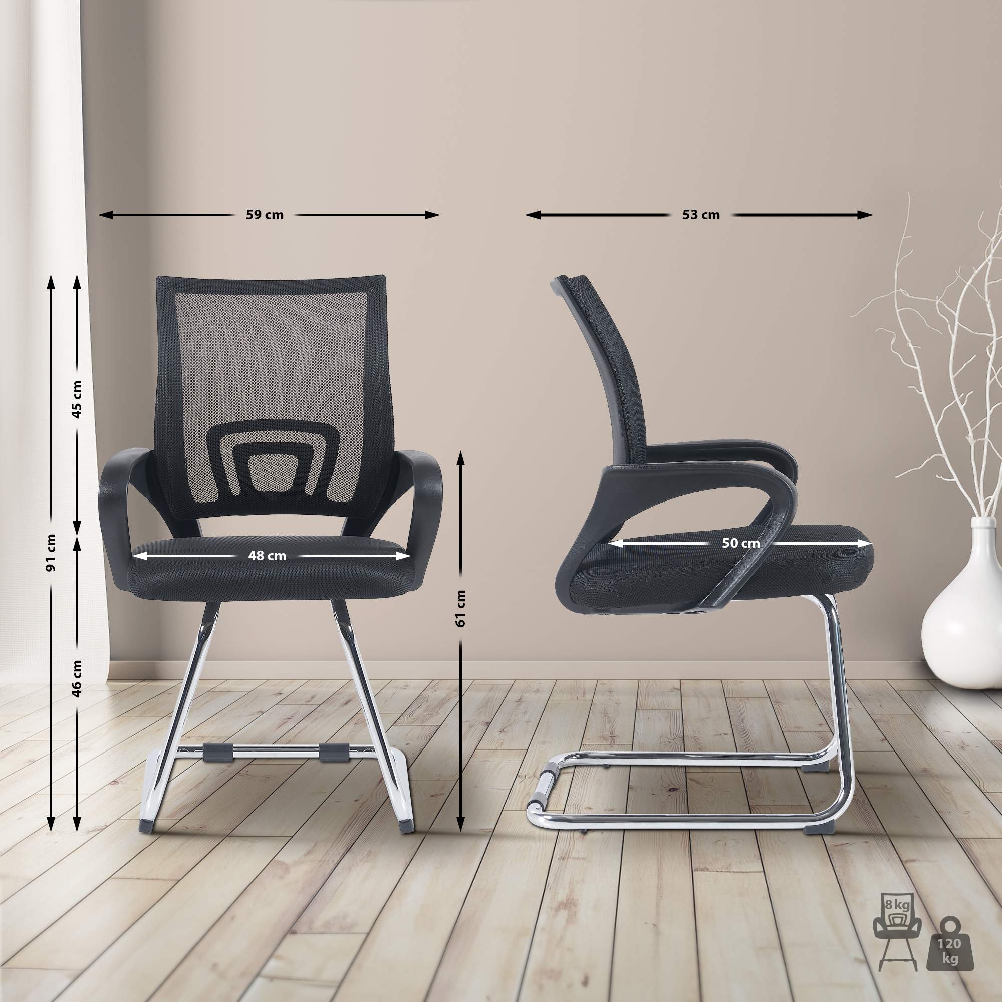 Besucherstuhl Eureka - schwarz - InfinityMarket