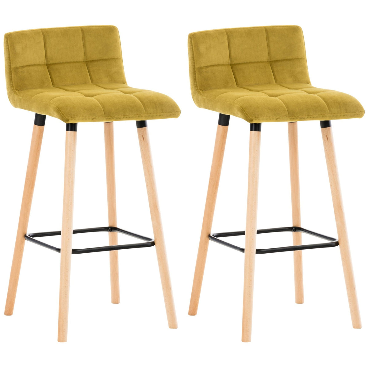 2er Set Barhocker Lincoln Samt - gelb