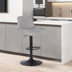 Barhocker Solon Schwarz Stoff - hellgrau
