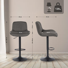 Barhocker Solon Schwarz Stoff - dunkelgrau