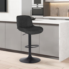 Barhocker Solon Schwarz Stoff - schwarz