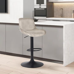 Barhocker Solon Schwarz Samt - creme