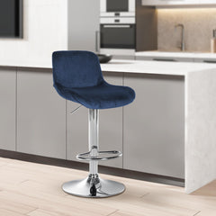 Barhocker Solon Chrom Samt - blau