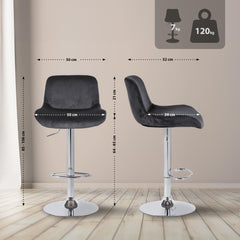 Barhocker Solon Chrom Samt - schwarz