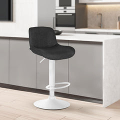 Barhocker Solon Wei� Stoff - schwarz