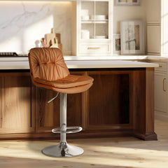 Barhocker Laurel Kunstleder chrom - hellbraun